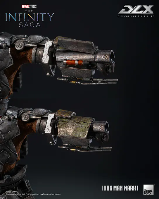 Close-up of the Mark 1 forearm flamethrowers
