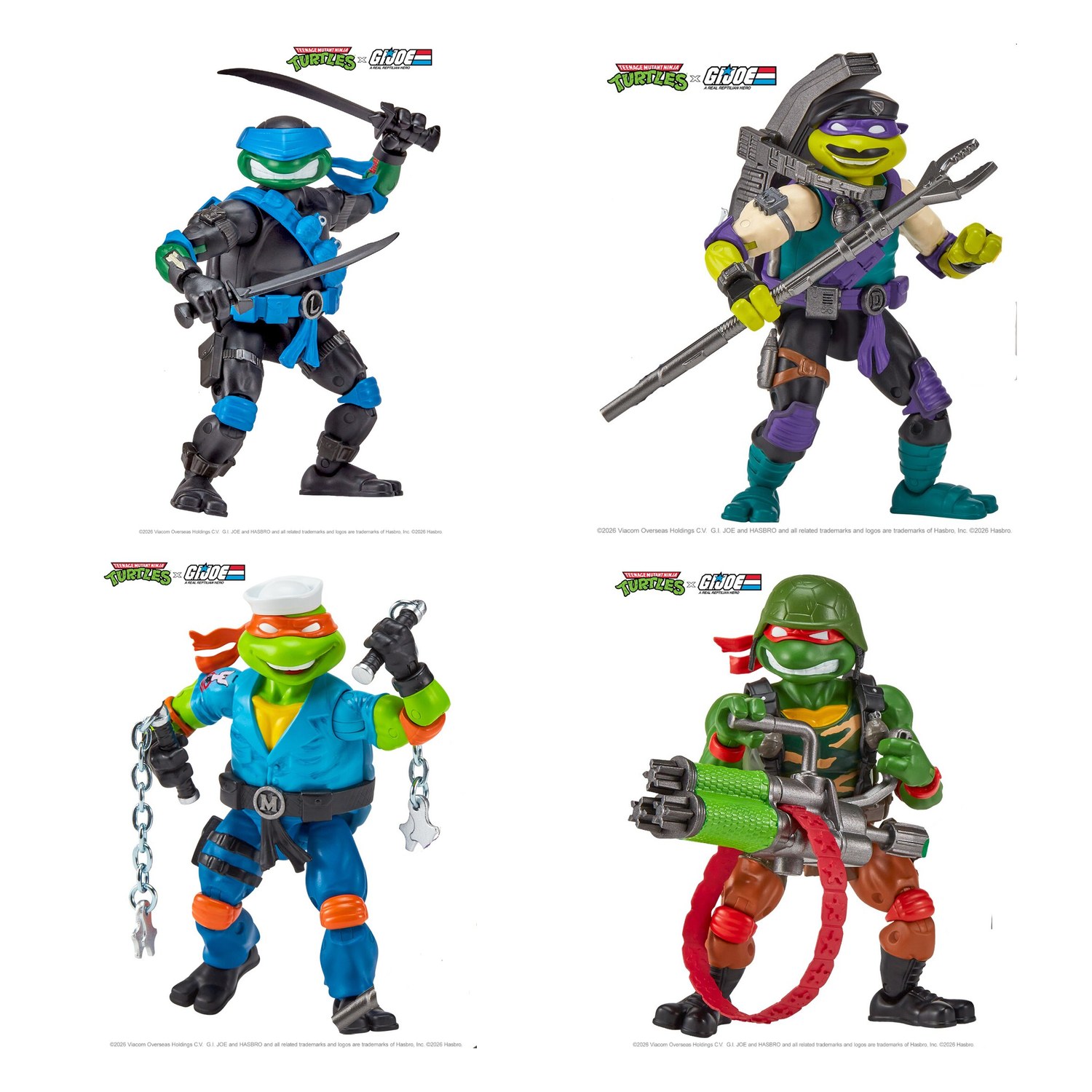 Teenage Mutant Ninja Turtles x G.I. Joe Crossover Classics Four Turtles Figure Set 12 cm | Playmates Toys