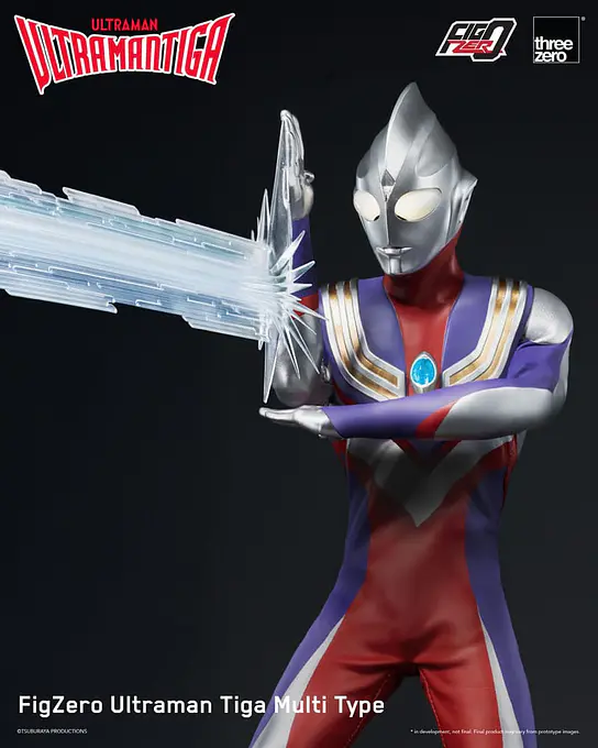 threezero FigZero Ultraman Tiga Multi Type figure firing the Zeperion Beam effect
