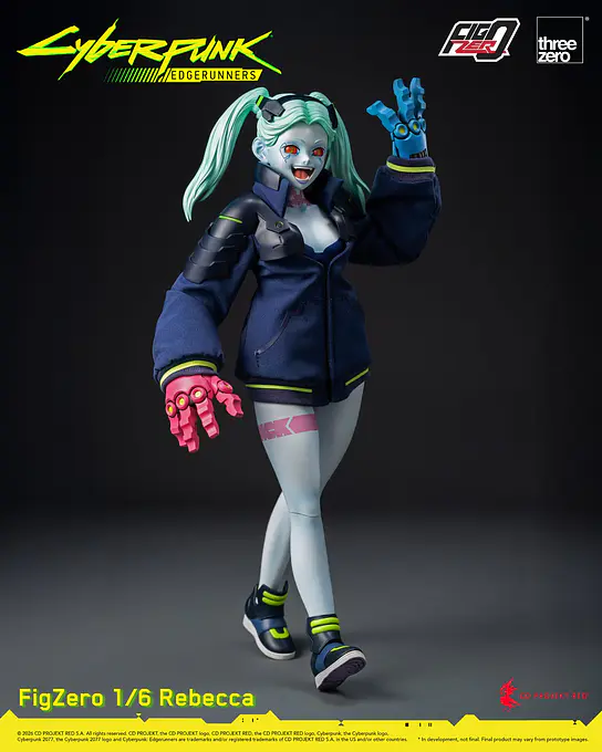Rebecca waving a blue cyber hand