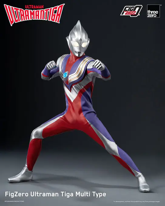 threezero FigZero Ultraman Tiga Multi Type figure in a wide battle stance