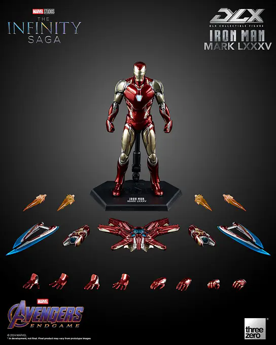 Iron Man Mark 85 with all accessories: Energy Blade, Claw Blasters, effect parts, hands and stand