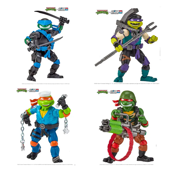 Teenage Mutant Ninja Turtles x G.I. Joe Crossover Classics Four Turtles Figure Set 12 cm | Playmates Toys
