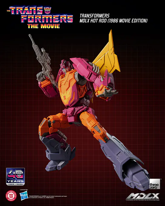 Hot Rod aiming the blaster rifle upward
