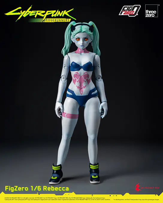 Rebecca without her jacket showing the teal body and printed tattoos
