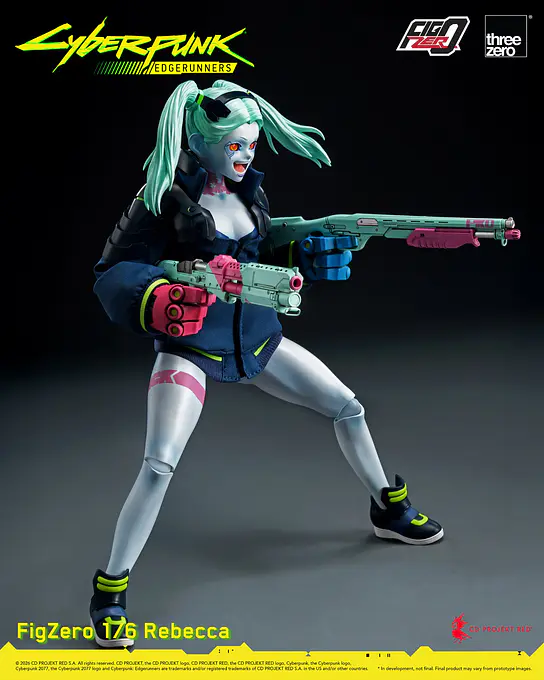 Rebecca firing a shotgun from the hip