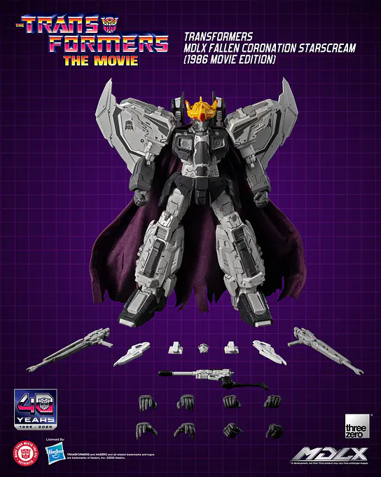 Starscream with all accessories: laser cannons, blades, Megatron blaster, faceplate and hands