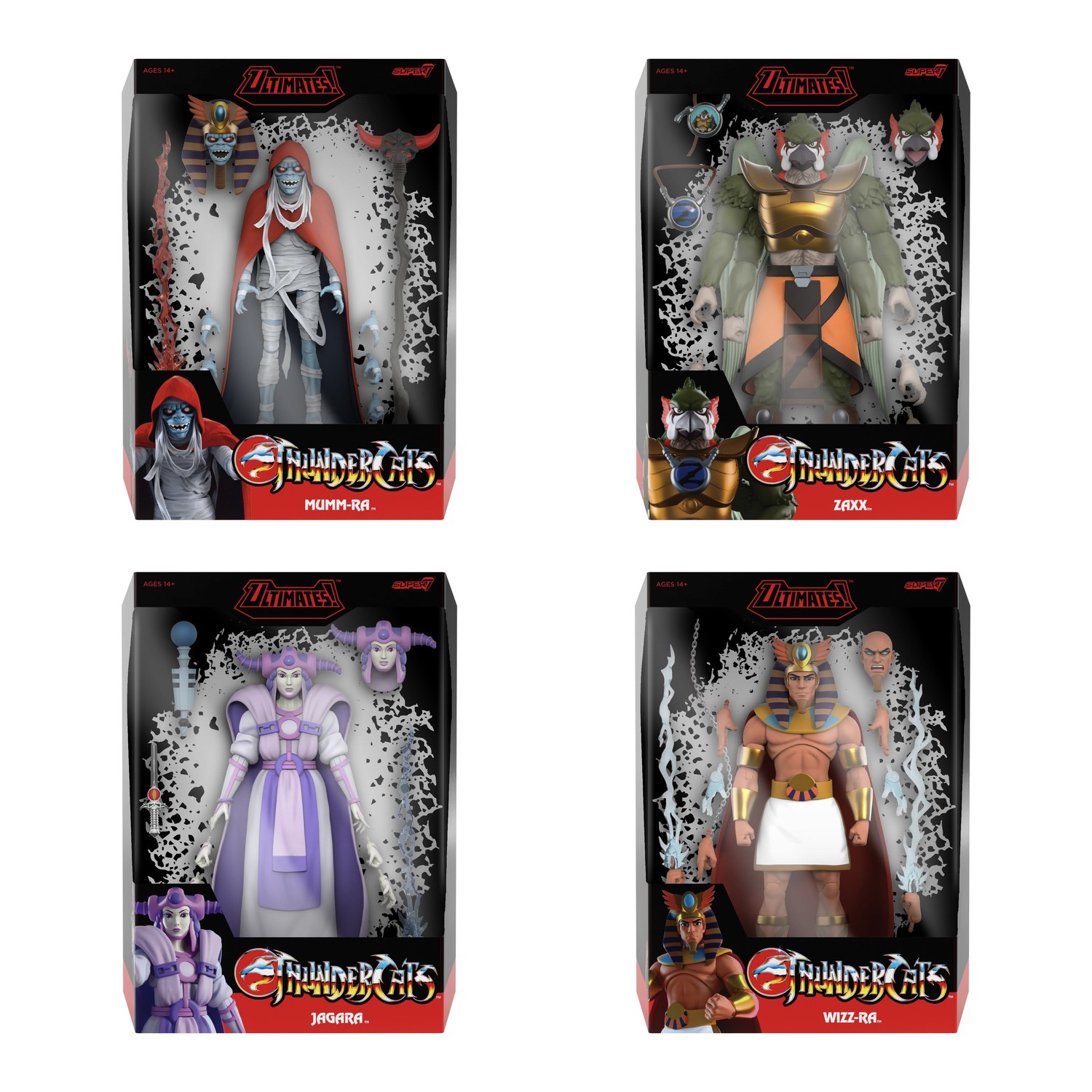 Thundercats Ultimates Zaxx, Jagara, Wizz-Ra and Mumm-Ra (Old Man) Figure Set (Wave 15) 18 cm | Super7