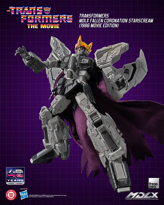 Starscream with his crown and cape in a dynamic mid-air pose